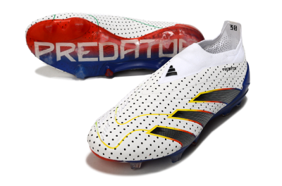 Men's Adidas Predator Accuracy+ Laceless 24 Euphoria FG Firm Ground Low-Tops Football Boots - White/Silver/Blue