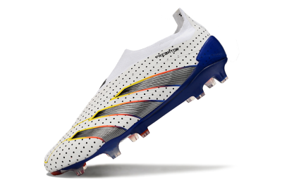 Men's Adidas Predator Accuracy+ Laceless 24 Euphoria FG Firm Ground Low-Tops Football Boots - White/Silver/Blue
