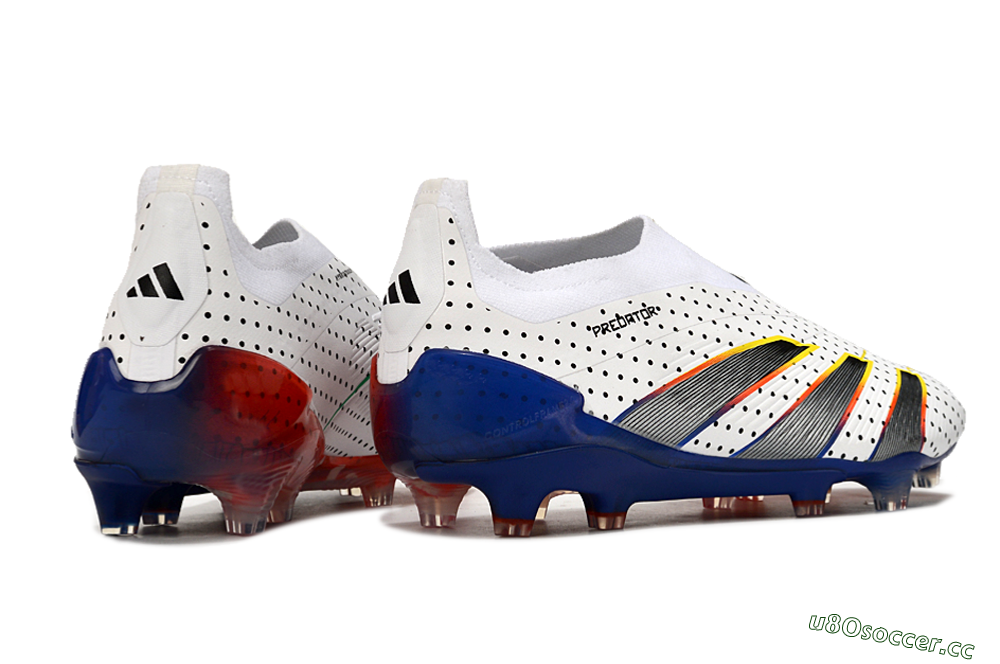Men's Adidas Predator Accuracy+ Laceless 24 Euphoria FG Firm Ground Low-Tops Football Boots - White/Silver/Blue 6