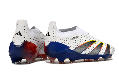 Men's Adidas Predator Accuracy+ Laceless 24 Euphoria FG Firm Ground Low-Tops Football Boots - White/Silver/Blue
