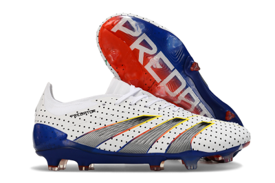 Men's Adidas Predator 24 Elite Euphoria FG Firm Ground Low-Tops Football Boots - White/Silver/Blue