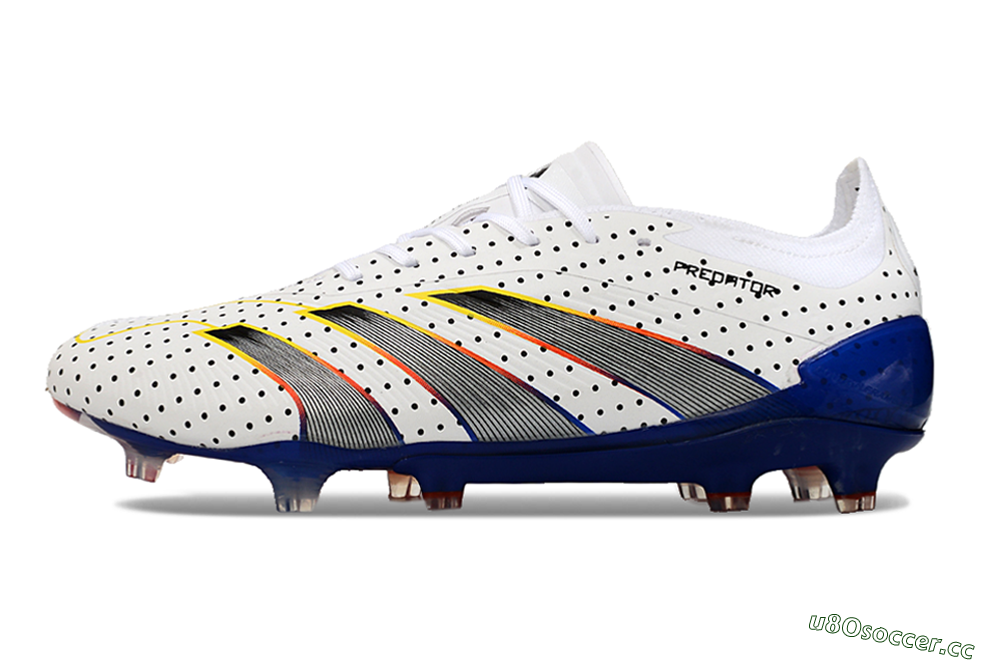 Men's Adidas Predator 24 Elite Euphoria FG Firm Ground Low-Tops Football Boots - White/Silver/Blue 0