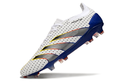 Men's Adidas Predator 24 Elite Euphoria FG Firm Ground Low-Tops Football Boots - White/Silver/Blue