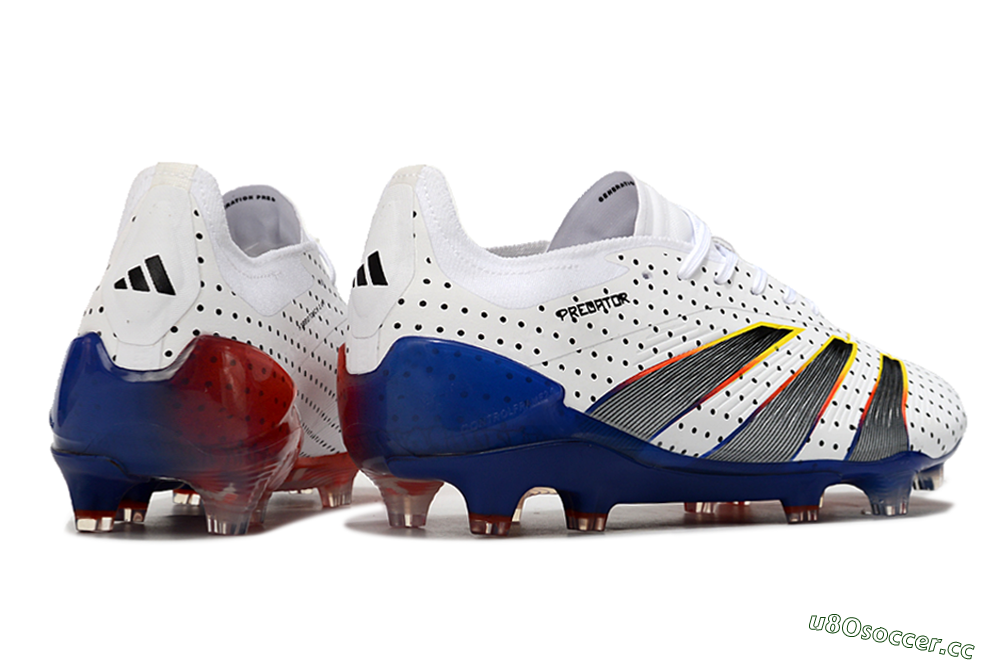 Men's Adidas Predator 24 Elite Euphoria FG Firm Ground Low-Tops Football Boots - White/Silver/Blue 6