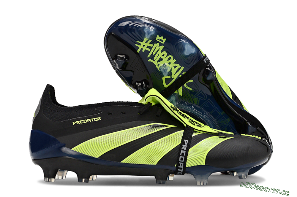 Unisex Adidas Predator Elite Foldover Tongue FG Firm Ground Low-Tops Football Boots - Black/Yellow/Blue 5