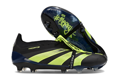 Unisex Adidas Predator Elite Foldover Tongue FG Firm Ground Low-Tops Football Boots - Black/Yellow/Blue