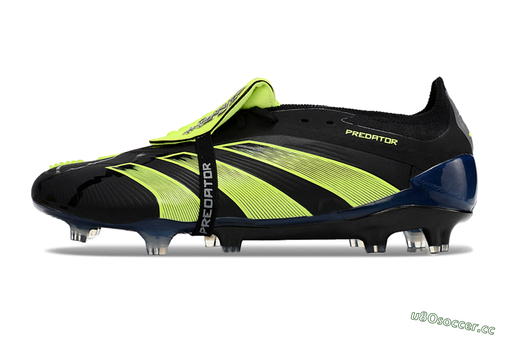 Unisex Adidas Predator Elite Foldover Tongue FG Firm Ground Low-Tops Football Boots - Black/Yellow/Blue 4