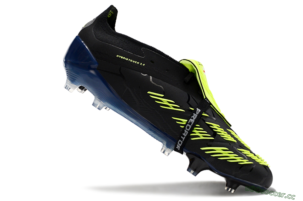 Unisex Adidas Predator Elite Foldover Tongue FG Firm Ground Low-Tops Football Boots - Black/Yellow/Blue 0