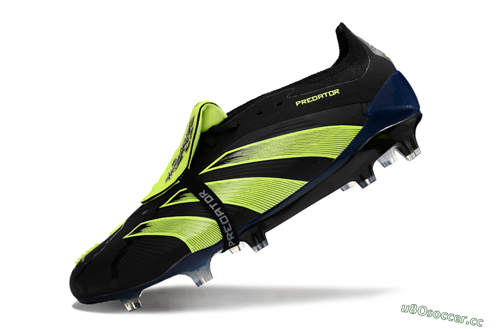 Unisex Adidas Predator Elite Foldover Tongue FG Firm Ground Low-Tops Football Boots - Black/Yellow/Blue 2
