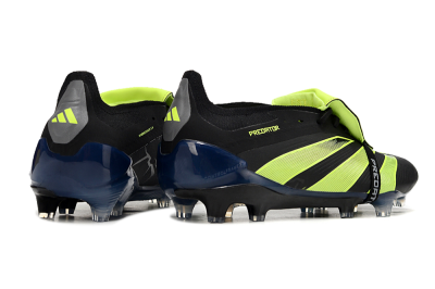 Unisex Adidas Predator Elite Foldover Tongue FG Firm Ground Low-Tops Football Boots - Black/Yellow/Blue