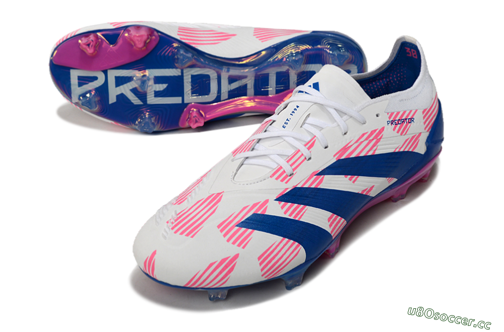 Men's Adidas Predator Accuracy Elite FG Firm Ground Low-Tops Football Boots - White/Pink/Blue 3