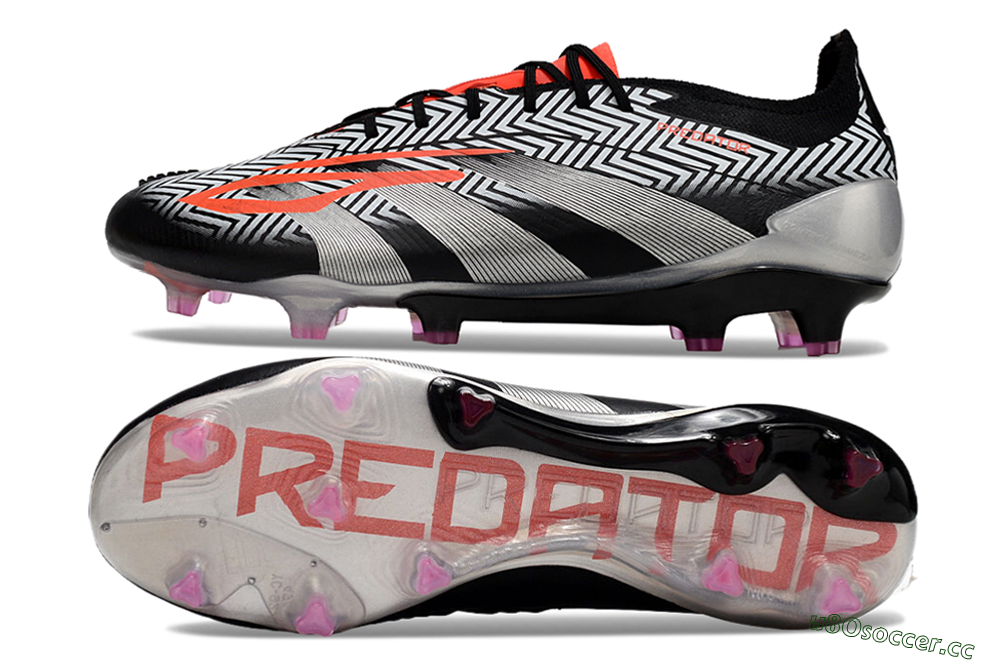 Men's Adidas Predator Accuracy Elite FG Firm Ground Low-Tops Football Boots - White/Black/Red/Silver 1