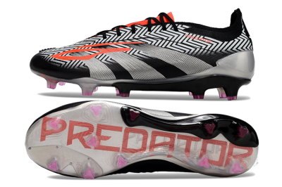 Men's Adidas Predator Accuracy Elite FG Firm Ground Low-Tops Football Boots - White/Black/Red/Silver