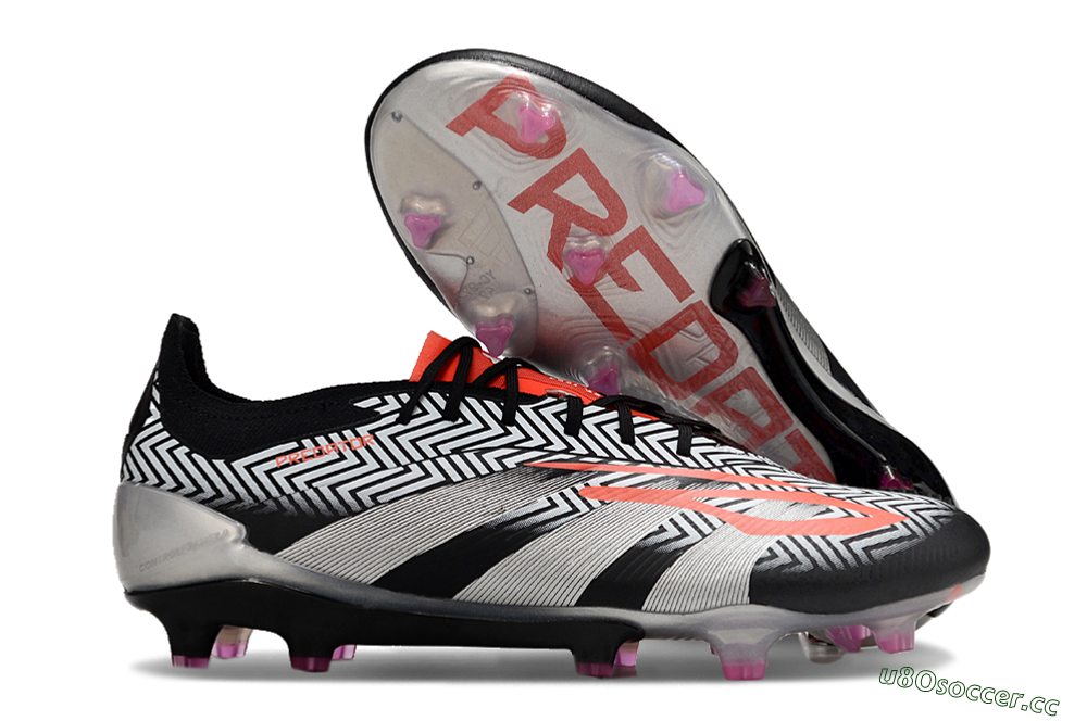 Men's Adidas Predator Accuracy Elite FG Firm Ground Low-Tops Football Boots - White/Black/Red/Silver 2