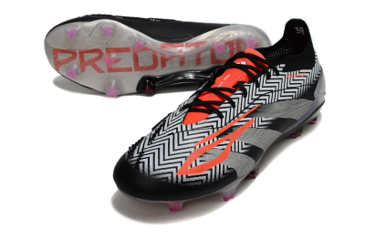 Men's Adidas Predator Accuracy Elite FG Firm Ground Low-Tops Football Boots - White/Black/Red/Silver