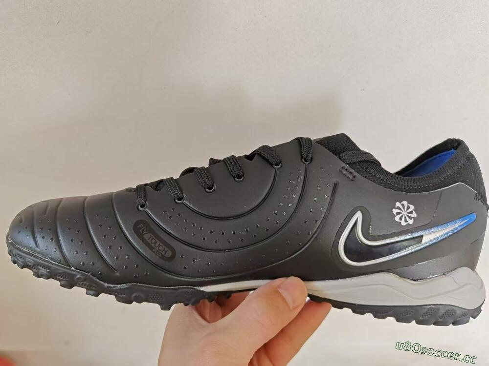 Men's NikeTiempo Legend 10 TF Artificial Turf Low-Tops Football Shoes - Black/Blue/White