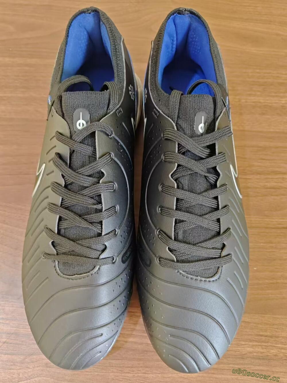 Men's NikeTiempo Legend 10 TF Artificial Turf Low-Tops Football Shoes - Black/Blue/White