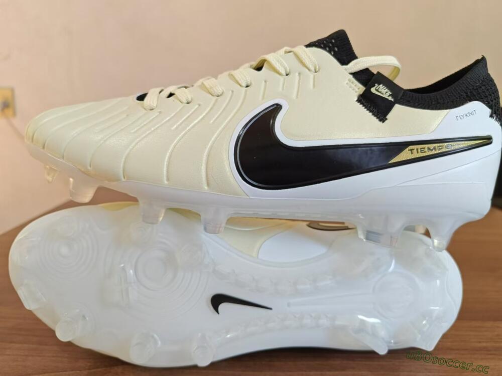 Men's Nike Tiempo Legend 10 Elite FG Firm Ground Low-Tops Football Boots - Beige/Black/White