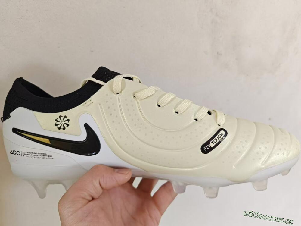 Men's Nike Tiempo Legend 10 Elite FG Firm Ground Low-Tops Football Boots - Beige/Black/White