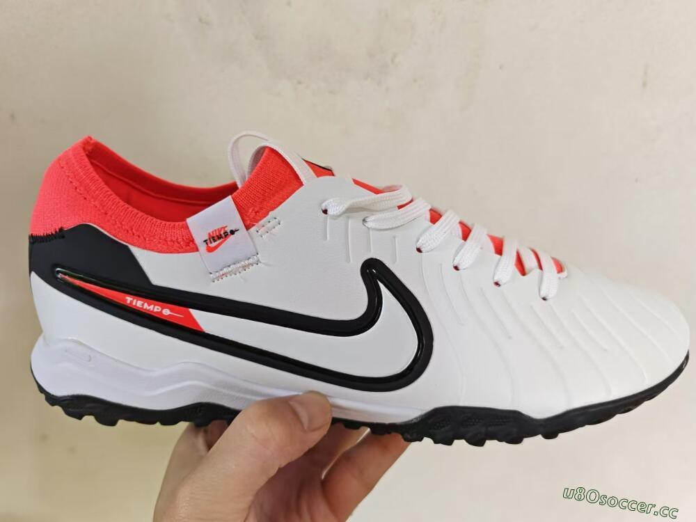 Men's NikeTiempo Legend 10 TF Artificial Turf Low-Tops Football Shoes - White/Black/Orange