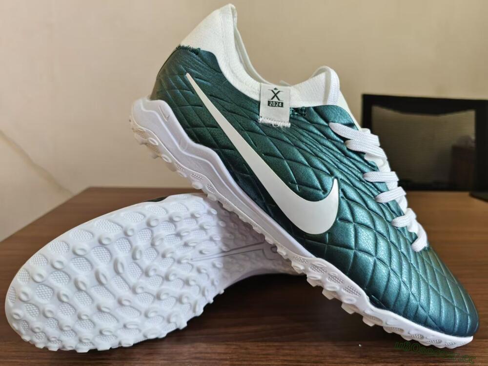 Men's Nike Tiempo Legend 10 Elite TF Artificial Turf Low-Tops Football Shoes - Jade/White