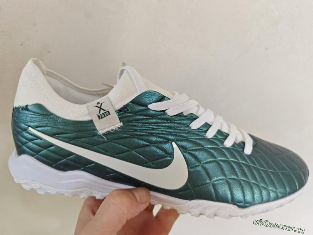 Men's Nike Tiempo Legend 10 Elite TF Artificial Turf Low-Tops Football Shoes - Jade/White