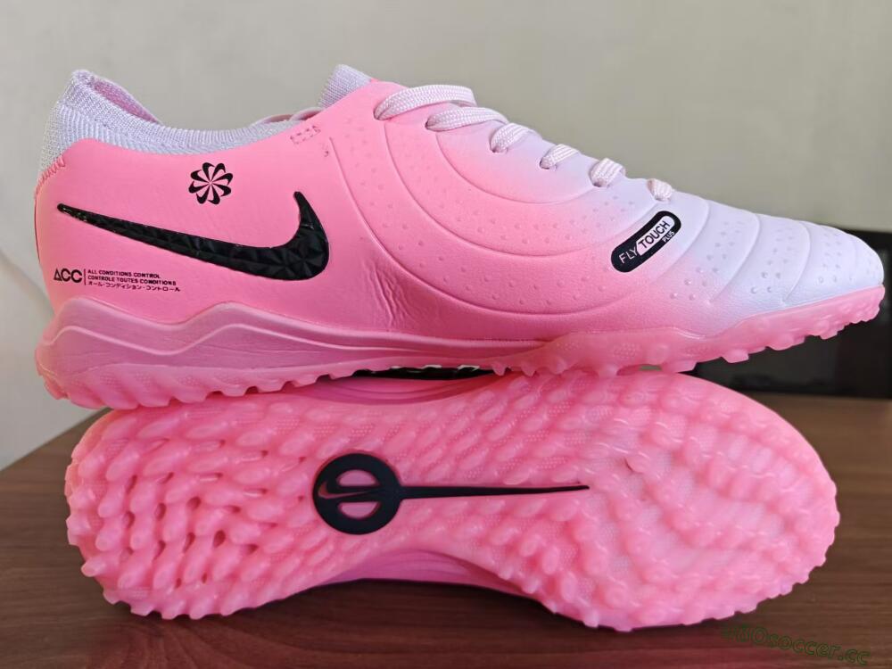 Men's Nike Tiempo Legend 10 Elite TF Artificial Turf Low-Tops Football Shoes - Pink/White/Black