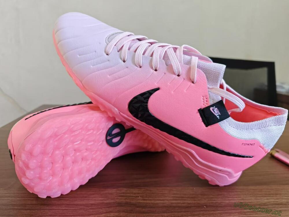 Men's Nike Tiempo Legend 10 Elite TF Artificial Turf Low-Tops Football Shoes - Pink/White/Black