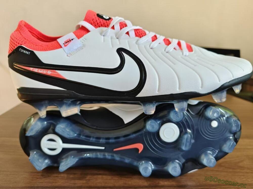 Men's Nike Tiempo Legend 10 Elite FG Firm Ground Low-Tops Football Boots - White/Black/Red