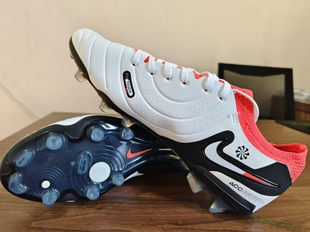 Men's Nike Tiempo Legend 10 Elite FG Firm Ground Low-Tops Football Boots - White/Black/Red