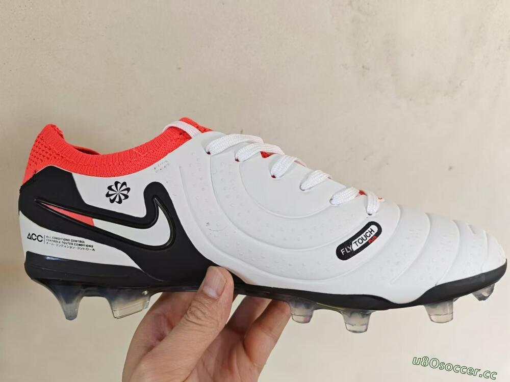 Men's Nike Tiempo Legend 10 Elite FG Firm Ground Low-Tops Football Boots - White/Black/Red