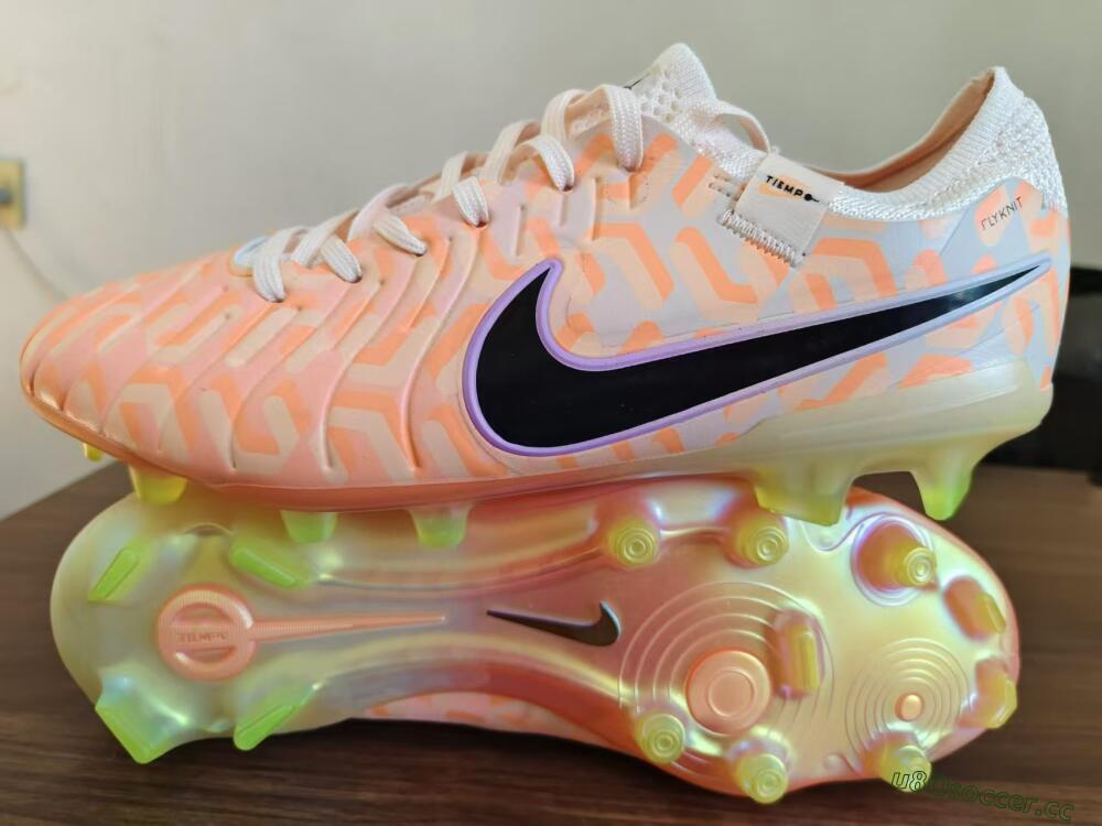 Men's Nike Tiempo Legend 10 Elite FG Firm Ground Low-Tops Football Boots - Orange/Black/Purple