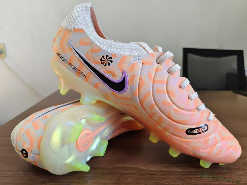 Men's Nike Tiempo Legend 10 Elite FG Firm Ground Low-Tops Football Boots - Orange/Black/Purple