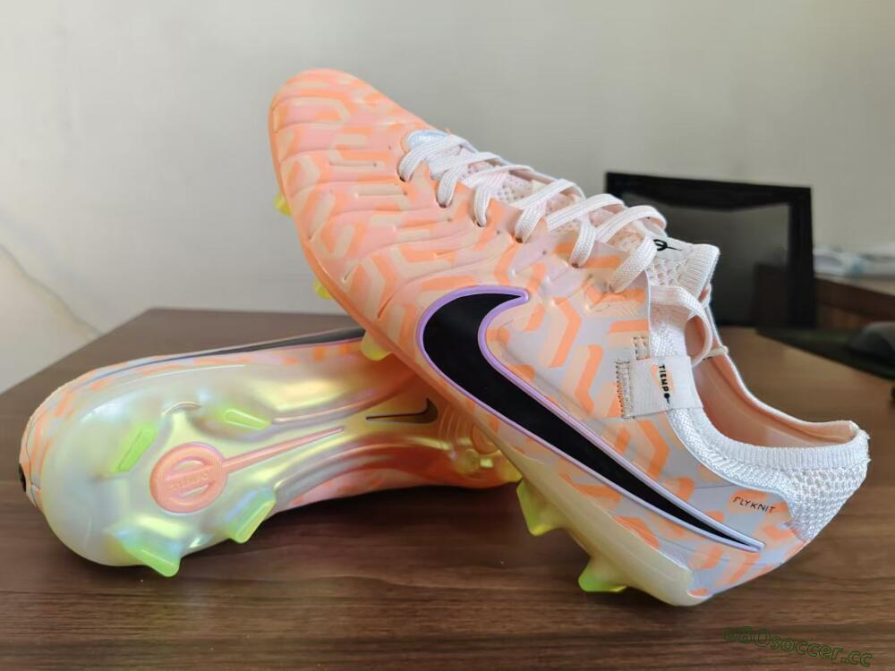 Men's Nike Tiempo Legend 10 Elite FG Firm Ground Low-Tops Football Boots - Orange/Black/Purple