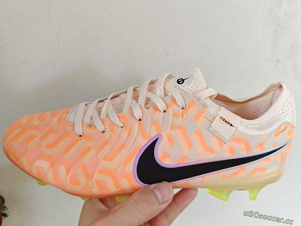 Men's Nike Tiempo Legend 10 Elite FG Firm Ground Low-Tops Football Boots - Orange/Black/Purple