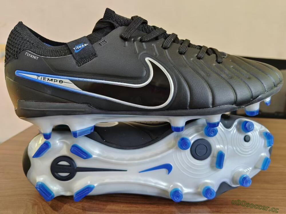Men's Nike Tiempo Legend 10 Academy FG Firm Ground Low-Tops Football Boots - Black/White/Blue