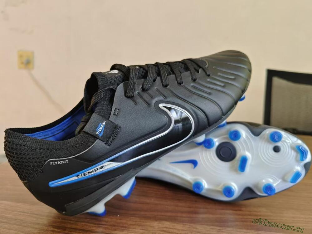 Men's Nike Tiempo Legend 10 Academy FG Firm Ground Low-Tops Football Boots - Black/White/Blue