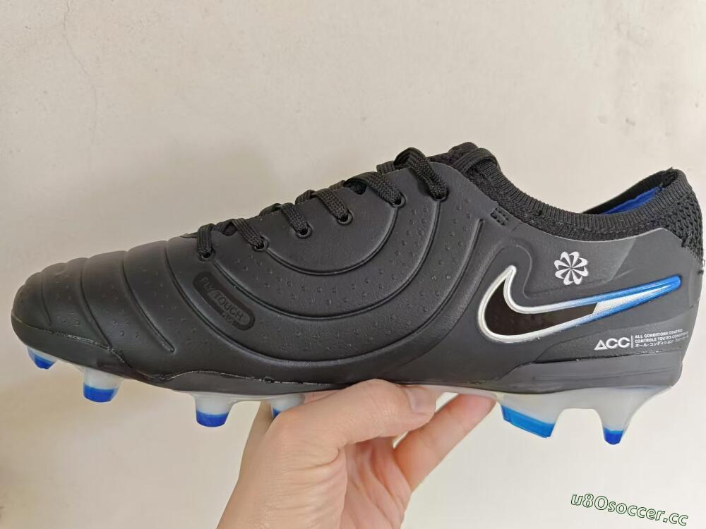 Men's Nike Tiempo Legend 10 Academy FG Firm Ground Low-Tops Football Boots - Black/White/Blue