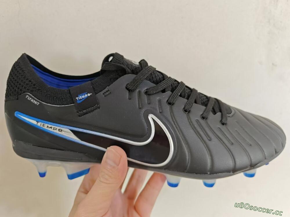 Men's Nike Tiempo Legend 10 Academy FG Firm Ground Low-Tops Football Boots - Black/White/Blue