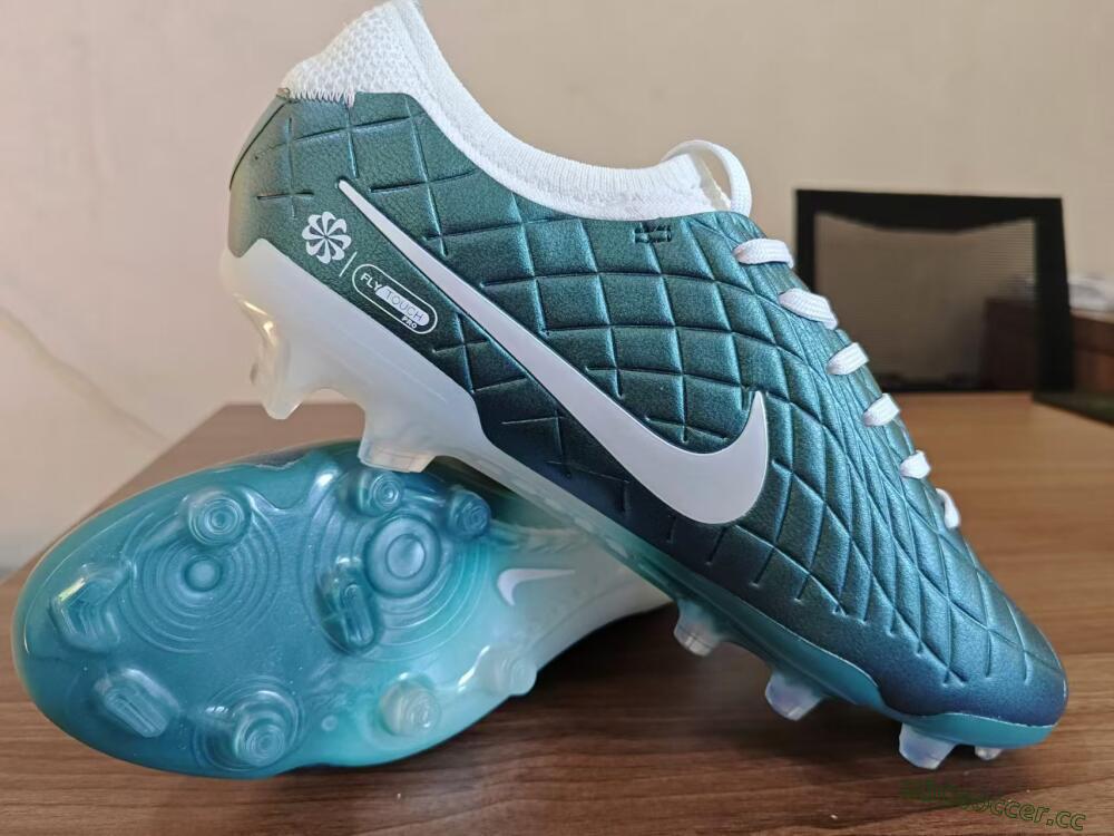 Men's Nike Tiempo Legend 10 Elite FG Firm Ground Low-Tops Football Boots - Jade/White