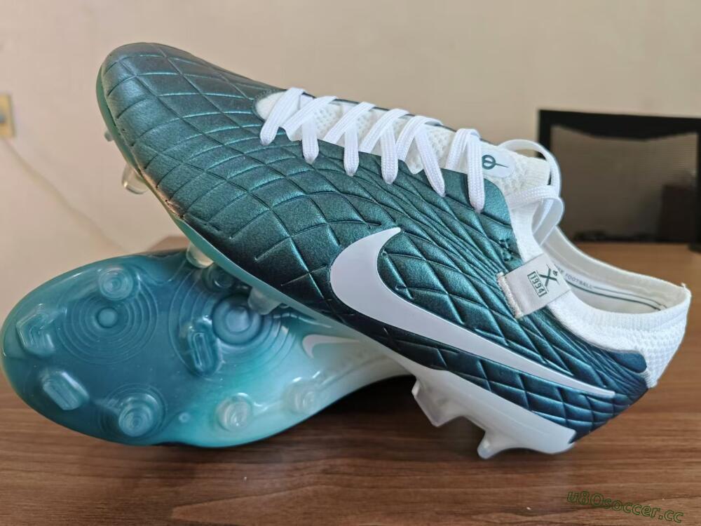 Men's Nike Tiempo Legend 10 Elite FG Firm Ground Low-Tops Football Boots - Jade/White