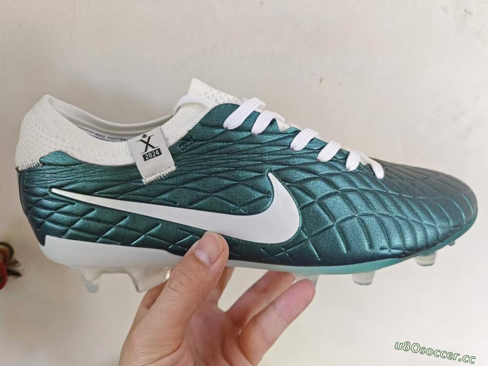 Men's Nike Tiempo Legend 10 Elite FG Firm Ground Low-Tops Football Boots - Jade/White