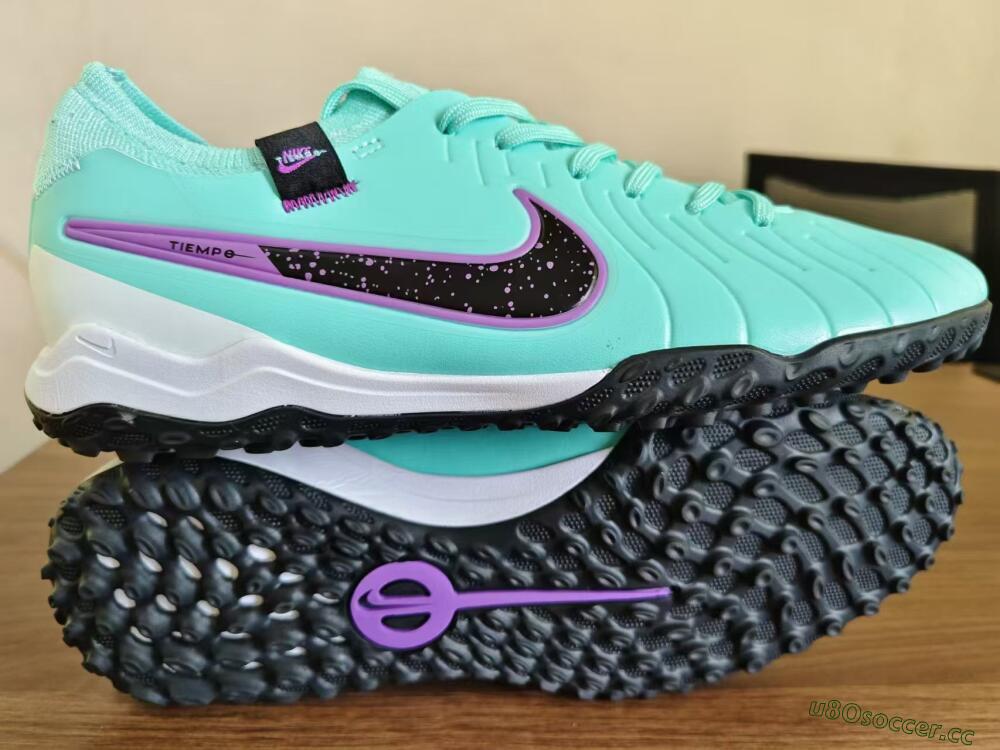 Men's Nike Tiempo Legend 10 TF Artificial Turf Low-Tops Football Shoes - Blue/Black/Purple