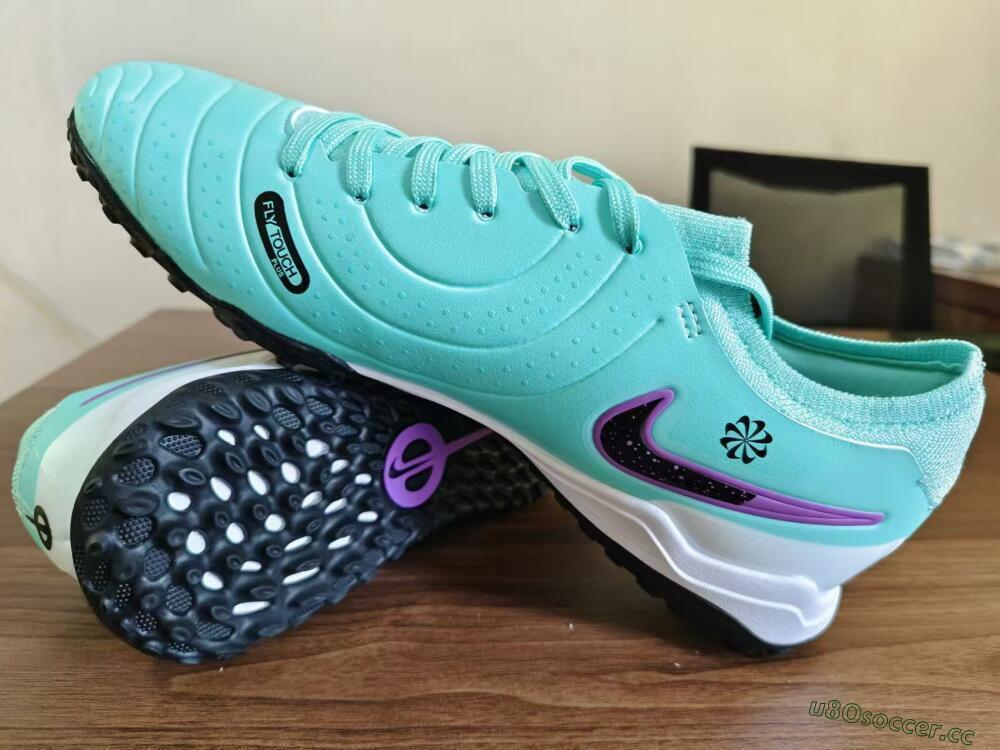 Men's Nike Tiempo Legend 10 TF Artificial Turf Low-Tops Football Shoes - Blue/Black/Purple