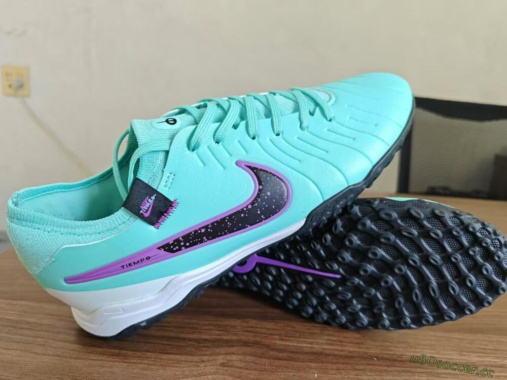 Men's Nike Tiempo Legend 10 TF Artificial Turf Low-Tops Football Shoes - Blue/Black/Purple