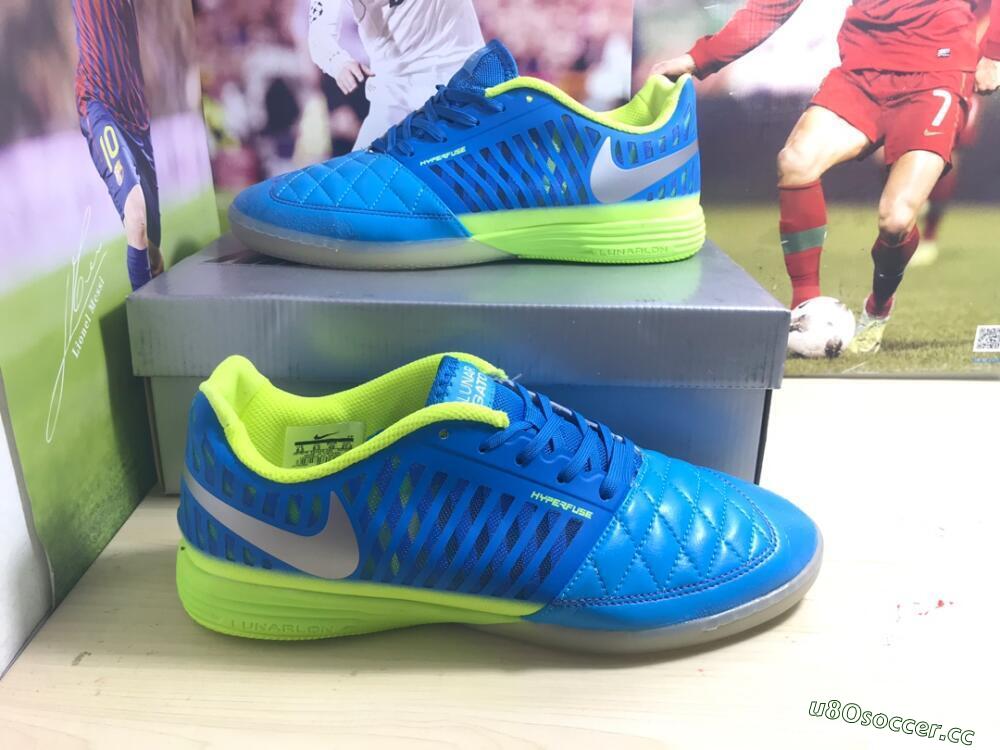 Men's Nike Lunar Gato 2 IC Indoor & Futsal Low-Tops Football Shoes - Jade/White/Yellow