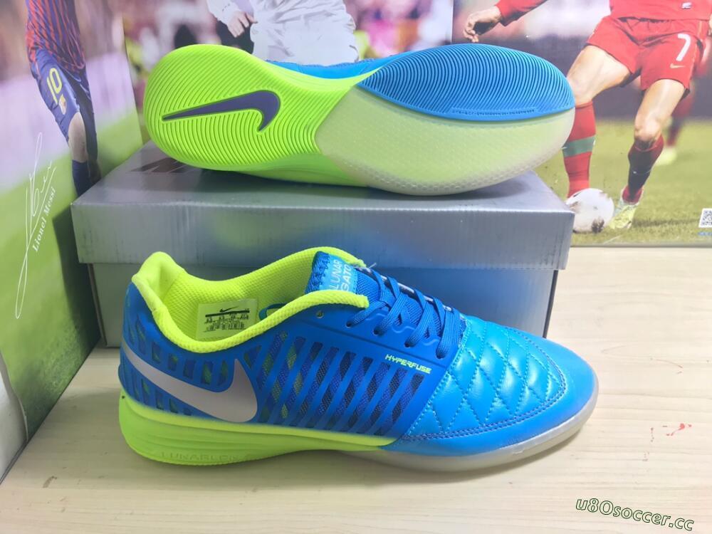 Men's Nike Lunar Gato 2 IC Indoor & Futsal Low-Tops Football Shoes - Jade/White/Yellow