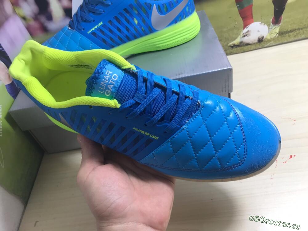 Men's Nike Lunar Gato 2 IC Indoor & Futsal Low-Tops Football Shoes - Jade/White/Yellow