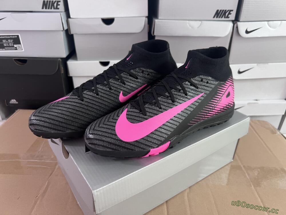 Unisex Nike Air Zoom Mercurial Superfly 10 Elite TF Artificial Turf High-Tops Football Shoes - Black/Pink