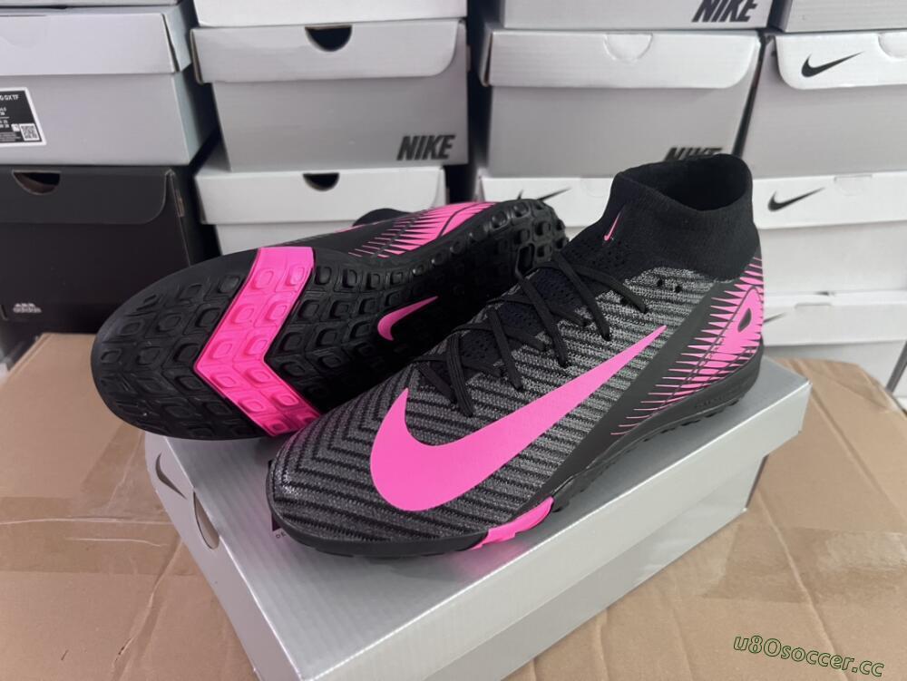 Unisex Nike Air Zoom Mercurial Superfly 10 Elite TF Artificial Turf High-Tops Football Shoes - Black/Pink